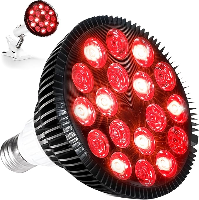 LifePro Red Light Therapy Lamp - Infraglow Infrared Red Light Therapy Bulb with 660nm and 850 nm Wavelength -18 LEDs &amp Clip-On Lamp - at Home Infrared Bulb for Daily Wellness and Relaxation