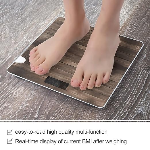 Rustic Old Barn Wood Bathroom Scale Ultra-Bright Liquid Crystal Screen Weight Scale Accurate Bathroom Body Scales for Body Weight Bathroom Pet Home Bedroom Gift-Giving