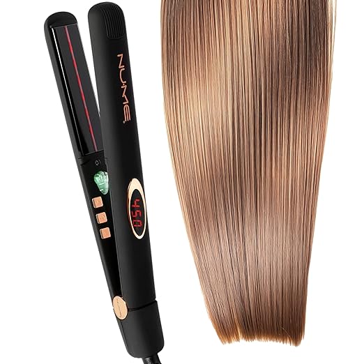 NuMe Megastar Hair Straightener Tourmaline Flat Iron–1 Inch Floating Plates with Negative Ion Booster Infrared Light Strip Ideal for All Hair Types – Ultra-Smooth and Shiny Results