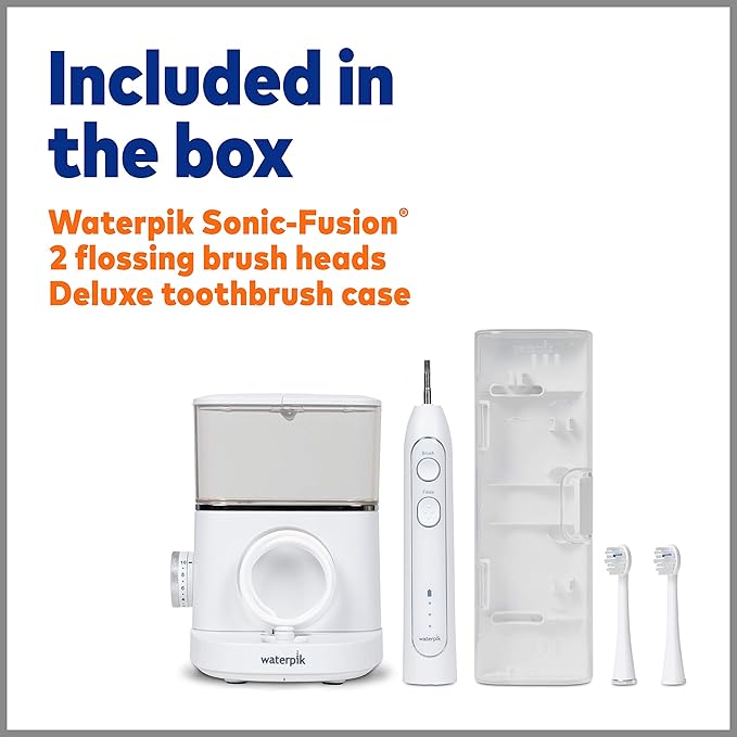 Waterpik Sonic-Fusion Professional Flossing Electric Toothbrush &amp Water Flosser Combo in One SF-02 White