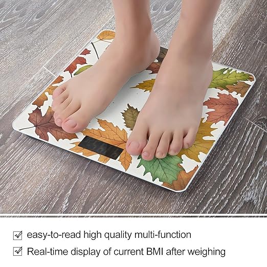 Watercolor Autumn Leaves Scale for Body Weight Digital Bathroom Scale Accurate Smart Weight Scales with Large Display Weighing Machine High Precision Scales