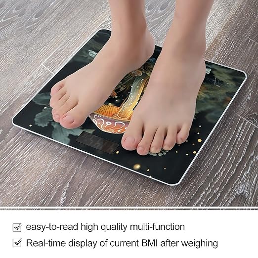 Butterfly Mushroom Scale for Body Weight Safe Rounded Corners Tempered Glass Digital Bathroom Scale LED Display 400lb Capacity Weight Scales with High Precision Sensors