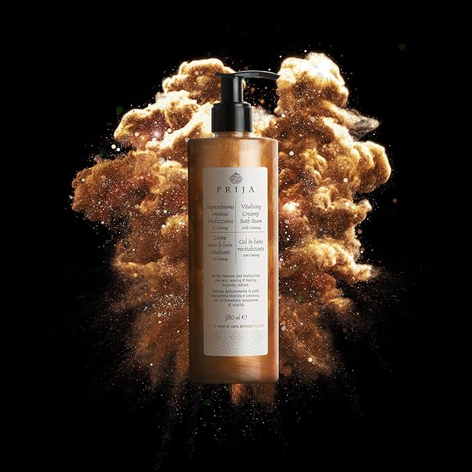 Prija Vitalizing Creamy Bath Foam Pearly Texture for Radiance Boost Gently Cleanses and Moisturizes The Skin with Ginseng Extract 3 x 12.85 Fl. Oz