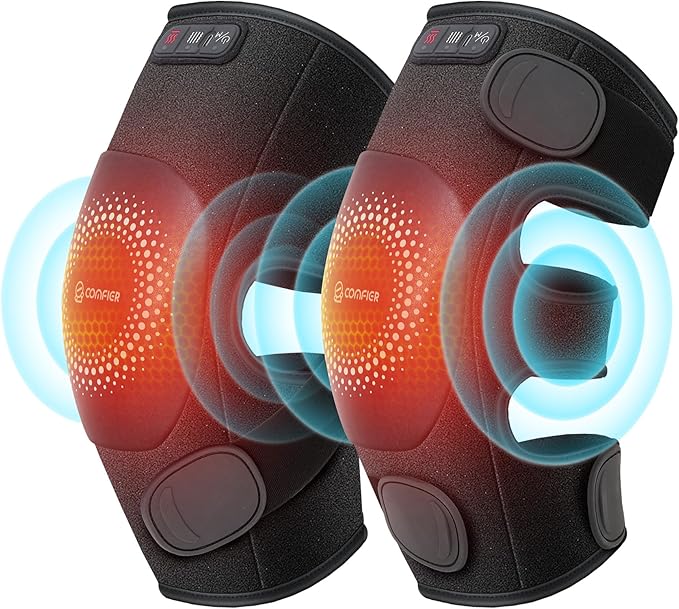 COMFIER Rechargeable Knee Massager with HeatCordless Graphene Heating Brace for Knee Pain Relief Heated Knee Massager for Mom and Dad