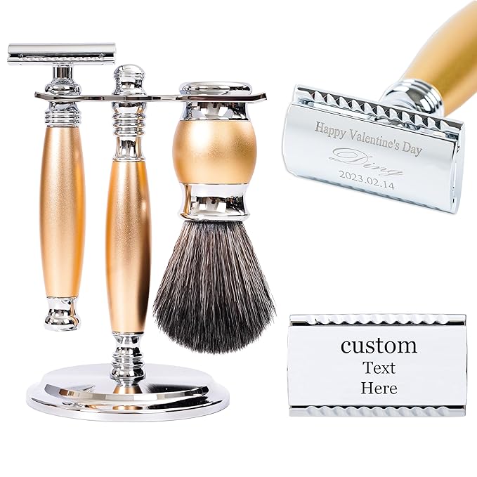 FREED customized gifts Engraving Luxury Men's Safety Razor set Aluminum Alloy Material incloud 120 Japanese Stainless Steel BladesIt's the best gift for men fathersor birthdays.