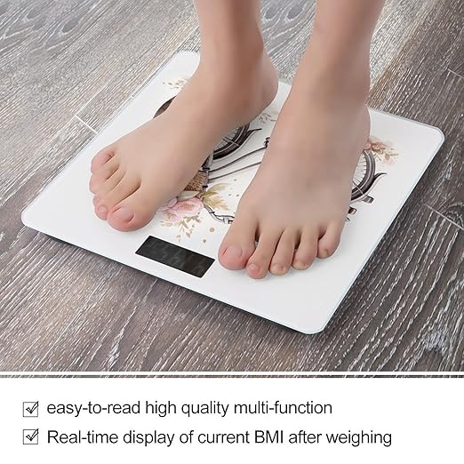 Bicycle in The Rain Digital Bathroom Scale for Body Weight Weighing Scale with Backlit LCD Display High Precision Measurements &amp Measures Weight Up to 180kg