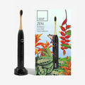 Sustainable Tomorrow Zen Bamboo Electric Toothbrush Durable Wood-Grain ABS Handle Rechargeable w/Plant-Based Soft Bristles Bamboo Heads 5 Modes &amp 30-Day Battery (Black)