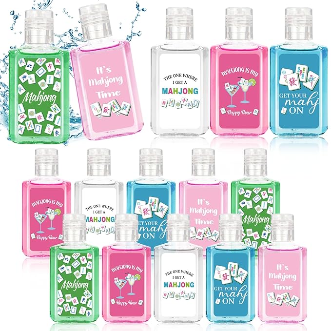 50 Pcs Mahjong Cocktail Mini Hand Sanitizer Bulk Mah Jong Lovers Gifts 1fl oz Travel Size Hand Soap for Christmas Birthday Bachelorette Bridal Shower Mahjong Party Game Night Supplies