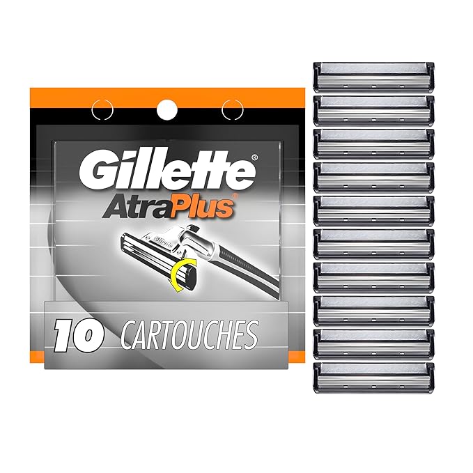 Gillette AltraPlus Mens Razor Blade Refills 10 Count Lubra-Soft Strip for Smoothness and Comfort