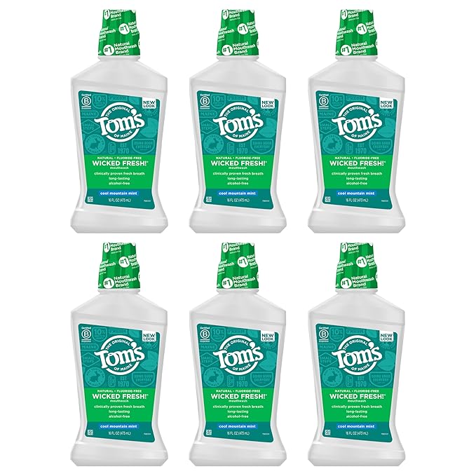 Tom's of Maine Natural Wicked Fresh Alcohol-Free Mouthwash Cool Mountain Mint 16 oz. 6-Pack (Packaging May Vary)