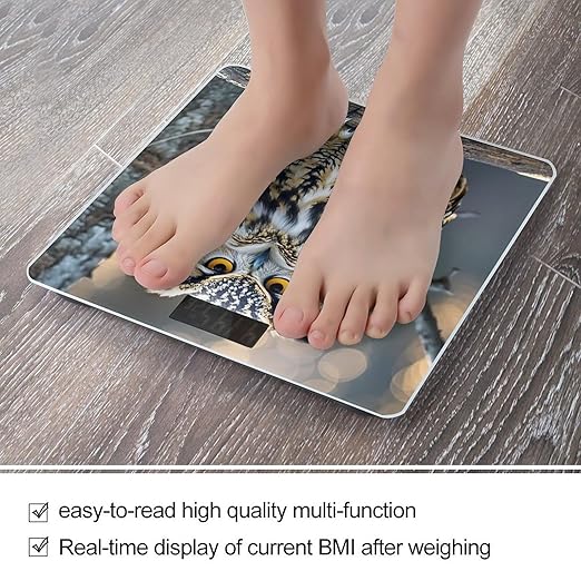 Owl Scale for Body Weight Highly Accurate Digital Bathroom Body Scale Digital Bathroom Scales for People Anti-Slip Large LCD Display Smart Scales
