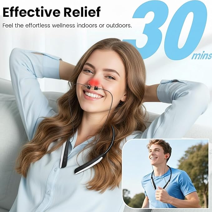 Red Light Therapy for Nose &amp Ears 2-in-1 Infrared Nasal &amp Ear Care Device Portable Lightweight Wellness Tool with Neck-Hanging Design Auto Timer Ideal for Seasonal Discomfort &amp Dry Ind