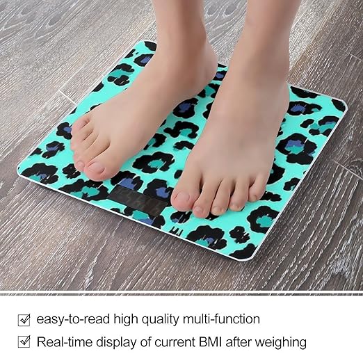 Automatic Switch Digital Bathroom Weighing Scale Smart Scale for Body Weight Green Cheetah Leopard Print