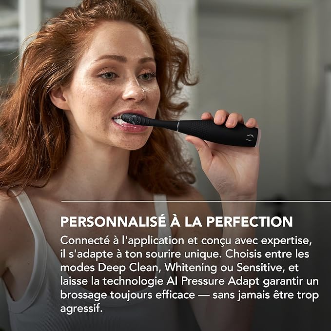 FOREO ISSA 4 Plus Sonic Electric Toothbrush - 4-in-1 AI-Guided Rechargeable Toothbrush Bundle with Extra Silicone &amp Polymer Hybrid Brush Head Soft Bristles Whitening Teeth - Black