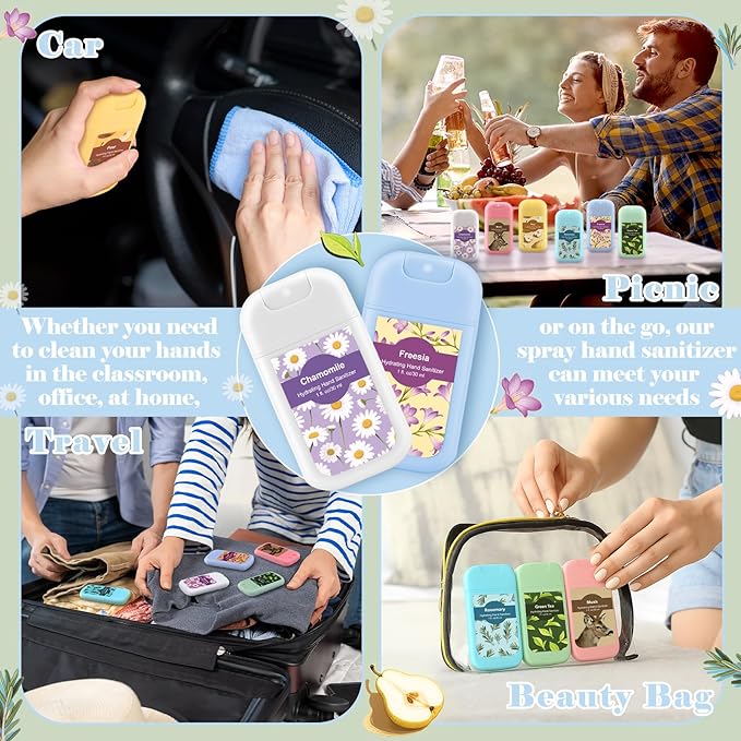 24 Pack Hand Sanitizer Spray Bulk Travel Size Hand Sanitizer Mini Pocket Spray Gifts for Coworker Staff Teacher Holiday Favor(Plain24 Pcs)