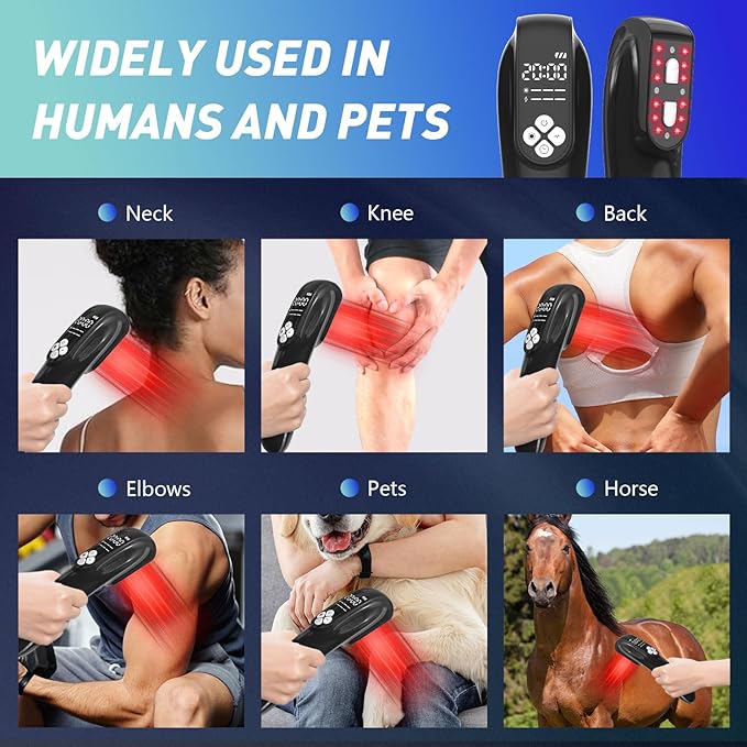 KTS Infrared Red Light Therapy Device for Dogs and Humans Laser Therapy Devices with Straps for Muscle and Joint Pain Relief Models:HD-Cure (Black)