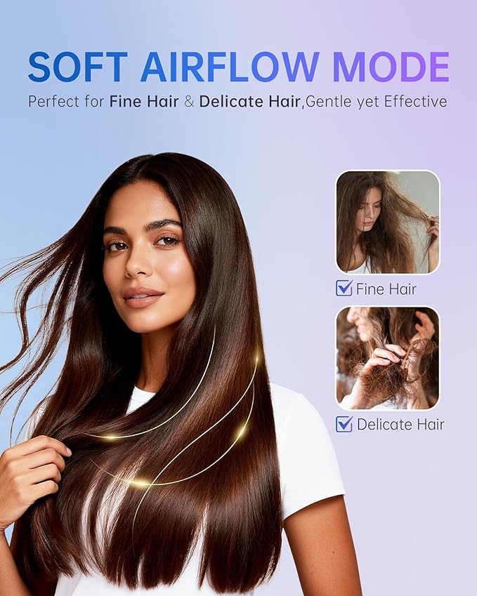 Hair Dryer Professional 600 Mmillion Ionic Hair Dryer for Women Men Travel Salon Fast Drying Low Noise Lightweight Mini Hair Blow Dryer Without Heat Damage for Fine Hair(Slive)