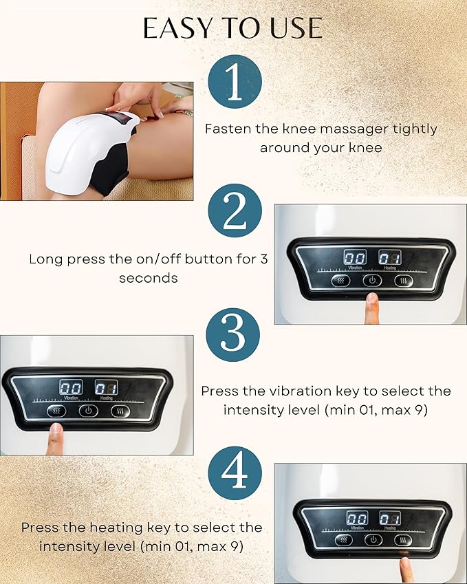 Cordless Knee Massager with Heat &amp Red Light Therapy – Adjustable Heat &amp Vibration – Lightweight Portable &amp Multi-Use for Knees Shoulders &amp Elbows – Relaxing and Comfortable Design