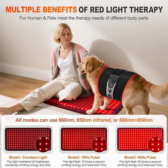 Red Light Therapy for Body 24’’ x 12’’Large Infrared Light Therapy Pad with Timer Remote Control 660nm 850nm Home Light Therapy for Knee Shoulder Back Muscle Joint (with Elastic Strap)