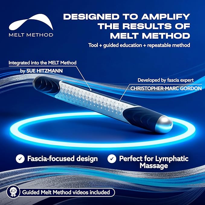 MELT Method Fascia Hydrator – Vibration Therapy Tool for Lymphatic Flow &amp Tension Relief – 6 Treatment Surfaces &amp 4 Calibrated Vibration Settings – Gentle Fascia Release &amp Hydration Suppor