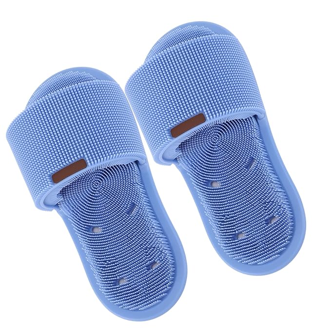 Silicone Foot Scrubber Slippers 360 Degree Shower Cleaner with Suction Cup for Feet Cleaning Shower Foot Scrubber Foot Scrubber Slippers Non Slip Shower Foot Scrubber Shower Foot