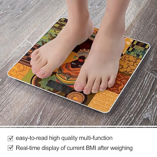 African Woman Bathroom Scale Large LCD Backlight Display Digital Scale Rounded Corners Body Scales Automatic Power On/Off Bathroom Scales for Home Bedrooms