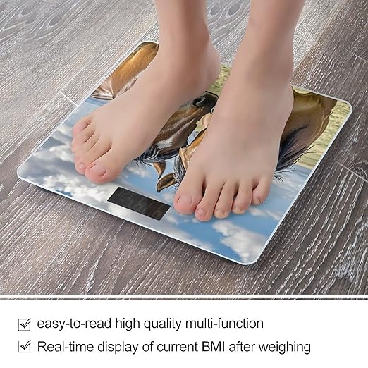 Horses in Love Scale for Body Weight Digital Bathroom Scale Toughened Glass High Precision Scales for Body Weight with Large LCD Backlight Display Weight Scales