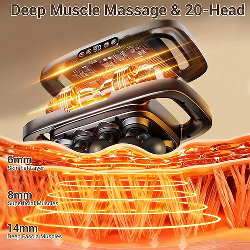 20 Heads Massage Gun Deep Tissue Valentine's Day Gifts Deep Tissue Massager with 3 Modes &amp 30 Levels &amp Ultra-Quiet Handheld Body Massager for Back Neck Shoulders and Legs