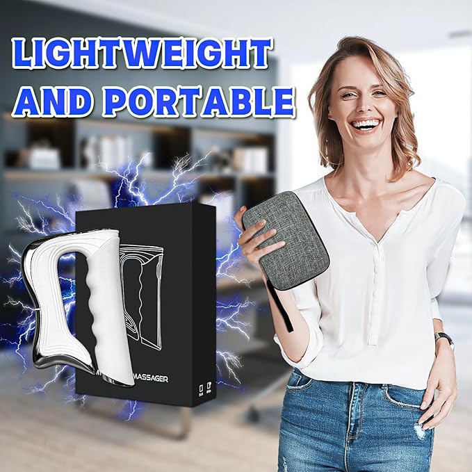 Electric Fascia Knife Muscle Pain Relief Massager Tool Muscle Scraper Set Relaxation Fascia Tissue Massage for Portable 3 Levels of Regulation Ideal Gifts for All Occasions（White）
