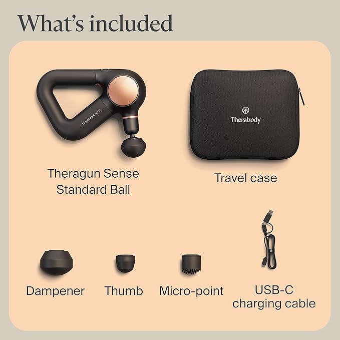 TheraGun Sense (1st Generation) by Therabody - Deep Tissue Massage Gun with Preloaded Routines for Stress Relief Pain Relief &amp Muscle Soreness in Neck Back Leg Knee and Shoulder (Black)