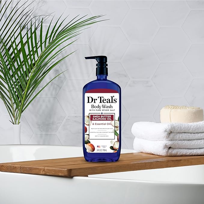 Dr Teal's Body Wash with Pure Epsom Salt with Shea Butter &amp Almond Oil 24 fl oz (Pack of 4)