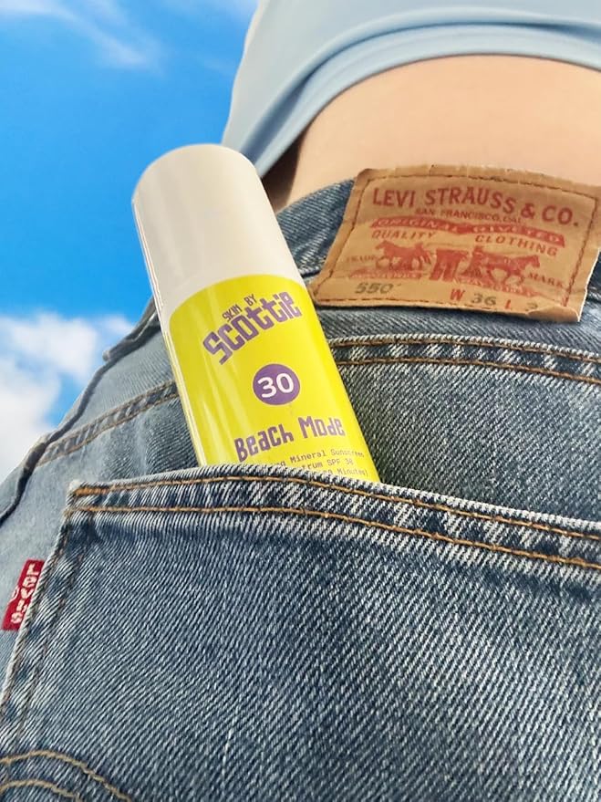 Beach Mode Roll-On SPF 30 Mineral Sunscreen 3 fl oz | Broad Spectrum Zinc Oxide &amp Titanium Dioxide | Water-Resistant Moisturizing Sunscreen for Face &amp Body