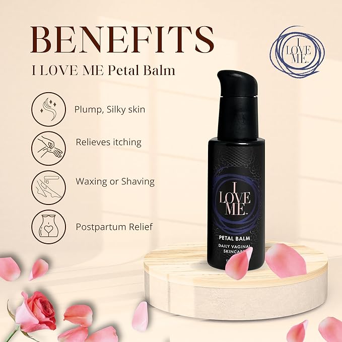 Petal Balm Daily Vaginal Skincare - Vulva Balm for Vaginal Dryness &amp Itching - Clinically Tested Hormone-Free Natural Vaginal Moisturizer for Sensitive Vulvar Skin - Intimate Feminine Care - 2Fl O