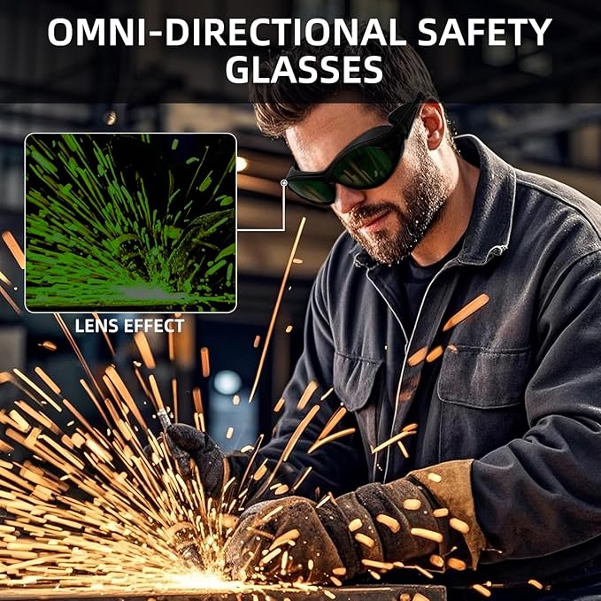 Wrap Around Side Shields &amp TR90 Frame Laser Safety Glasses ANSI Z87.1 for Welding/Red Light Therapy