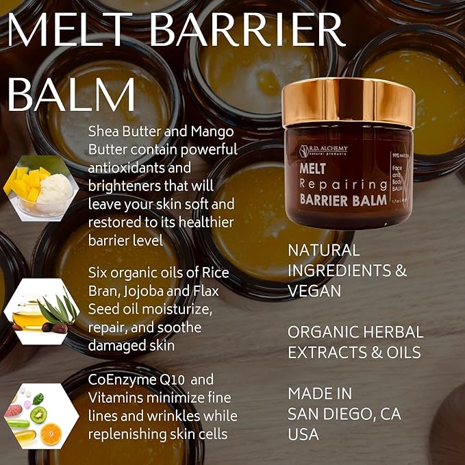 RD Alchemy - MELT BARRIER BALM - Deep Recovery Repair Treatment for Dry Cracked &amp Damaged Skin – Restores Skin Barrier Locks in Hydration &amp Protects for Face and Body!