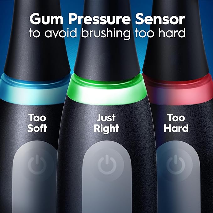 Oral-B Rechargeable Electric Toothbrush iO5 Customizable Clean 5 Cleaning Modes Visual Pressure Sensor to Protect Gums Travel Case Black