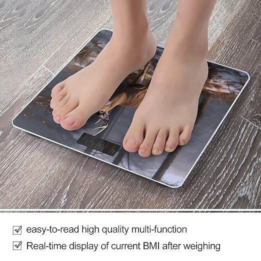 Deers Bathroom Scale Rounded Smart Scale for Body Weight Automatic Power On/Off Weight Scales Accurate Bathroom Digital Scales for Pet Home Bedroom Kitchen