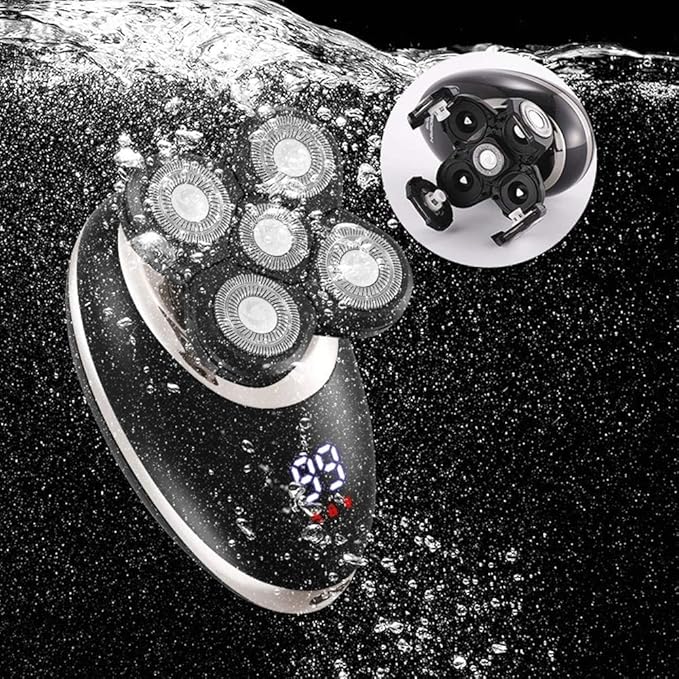 Electric Shaver for MenCordless USB Rechargeable Facial Grooming Kit Waterproof Clipper Shaving Kit Rotary Shaver Head Shavers for Bald Men