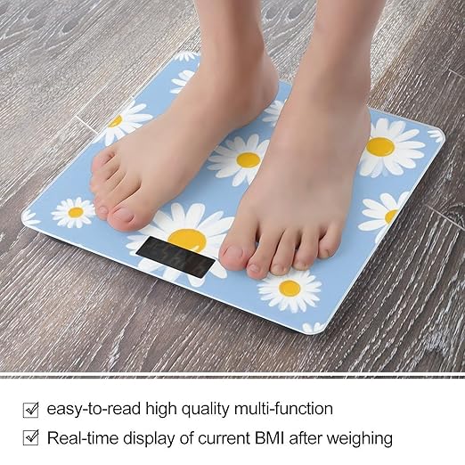 Men's Fashion Automatic Switch Digital Bathroom Weighing Scale Smart Scale Floral Daisy Purple Flower
