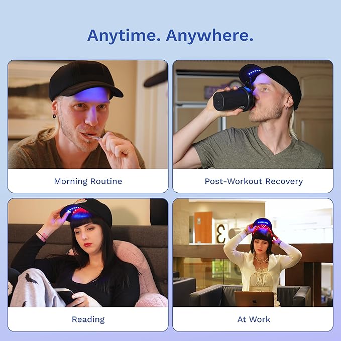 DualGlow Cap: Wireless Red &amp Blue Light Therapy Cap for Scalp Health Energy and Self-Care | Red Light Therapy on the Go for Men &amp Women