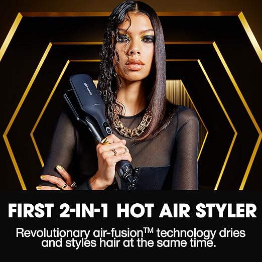 ghd Duet Style Essentials Power Trio ― Duet 2-in-1 Hot Air Hair Styler (White) Sleek Talker Wet to Sleek Hair Styling Oil (3.2 fl. Oz.) and Oval Detangling Dressing Hair Brush (Black)