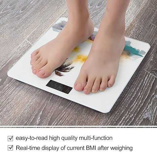 Palm Trees Sunset Digital Bathroom Scale for Body Weight with High Precision Digital Weighing Scale with BMI Clear LCD Display and Step-On Measures Weight Up to 180kg
