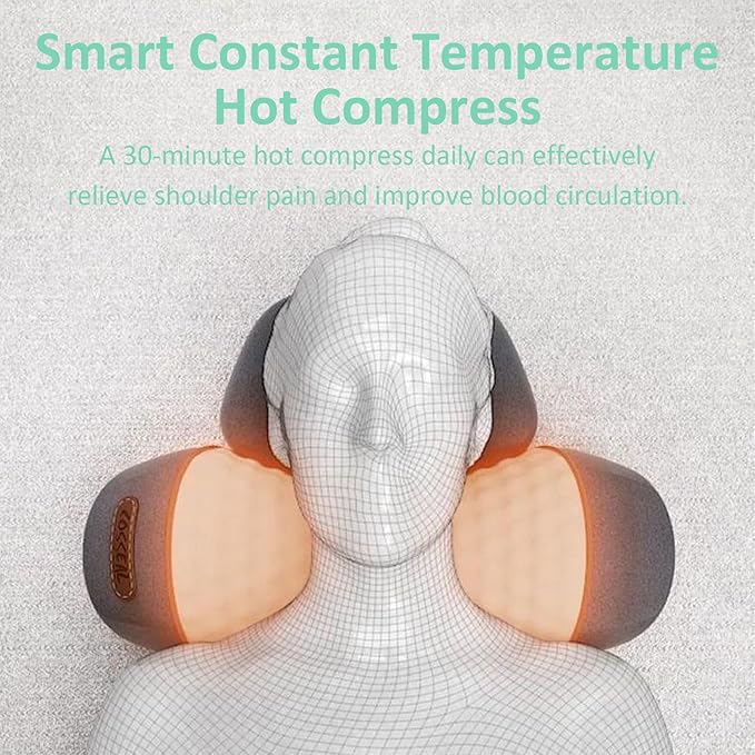 Neck Massager Rechargeable 3 in 1 Neck Massager Electric Cervical Pillow Hump for Shoulder Heating &amp Stress Relieving Ergonomic Memory Foam Pillow (Space Gray)