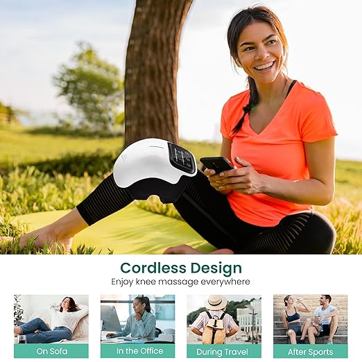 Snailax Cordless Knee Massager with Heat 3 Vibration Modes &amp 3 Heating Levels Knee Brace Wrap Gifts