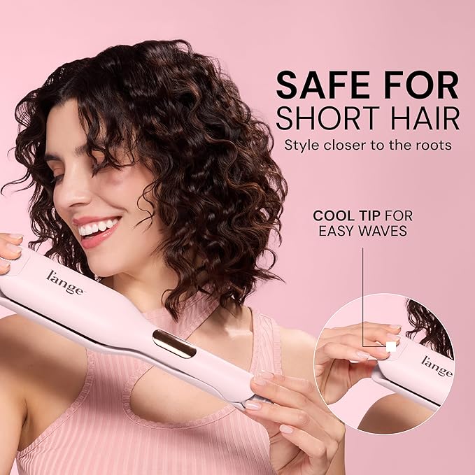 L'ANGE HAIR SculptWaver Titanium Deep Wave | Hair Crimper for Effortless Beach Waves | 3 Barrel Hair Waver with Adjustable Heat | Dual Voltage &amp Smart Timer | Styling Tools &amp Appliances Blush