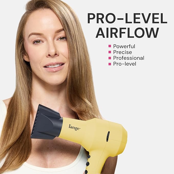 L'ANGE HAIR PowerStyle Turbo Ionic Hair Dryer | 1875 Watt Professional Blow Dryer with Diffuser &amp Concentrator | Multiple Heat &amp Speed Settings for Fast Drying | Salon-Grade Styling Tools Yel