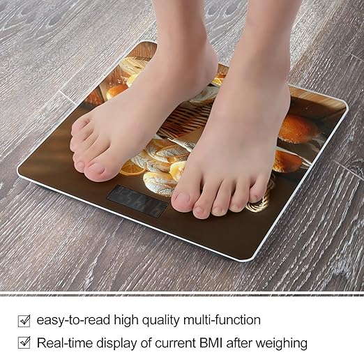 Basket of Bread Scale for Body Weight Accurate Digital Bathroom Scale Toughened Glass High Precision Scales Smart Weight Scales with Large LCD Backlight Display Weighing Machine