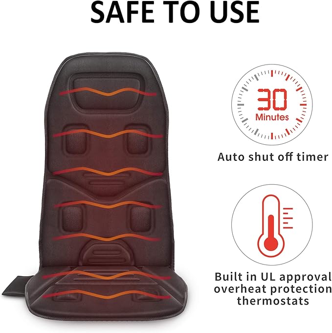 COMFIER Back Massager for Chair – Upgraded Vibration Chair Massager Deep Tissue Back Massager for Pain Relief Massage Chair Pad with Graphene HeatingGifts for Dad Mom Men Women