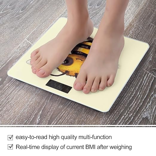 Cute Bee Bathroom Scale for Body Weight Bathroom Digital Electronic Weighing Scale with Back Lit LED Display Sturdy Tempered Glass Weight Watchers Scales 400lb