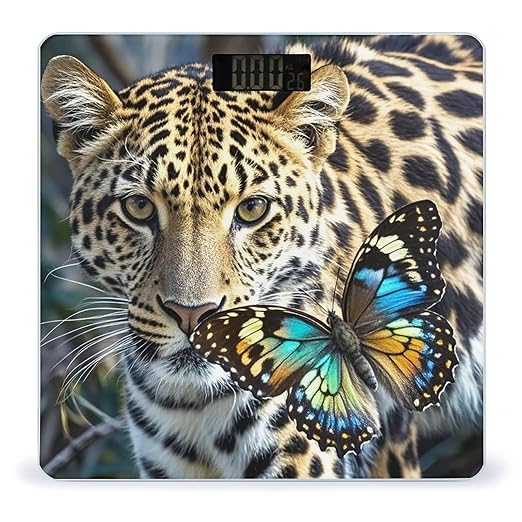 Leopard and Butterfly Scale for Body Weight Smart Scales Digital Bathroom Scale High Precision Weighing Scales with Large Display Weighing Machine for People